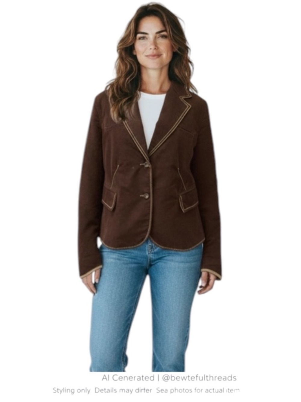 Brown Corduroy Blazer Tailored Jacket Vintage Academia Chic M